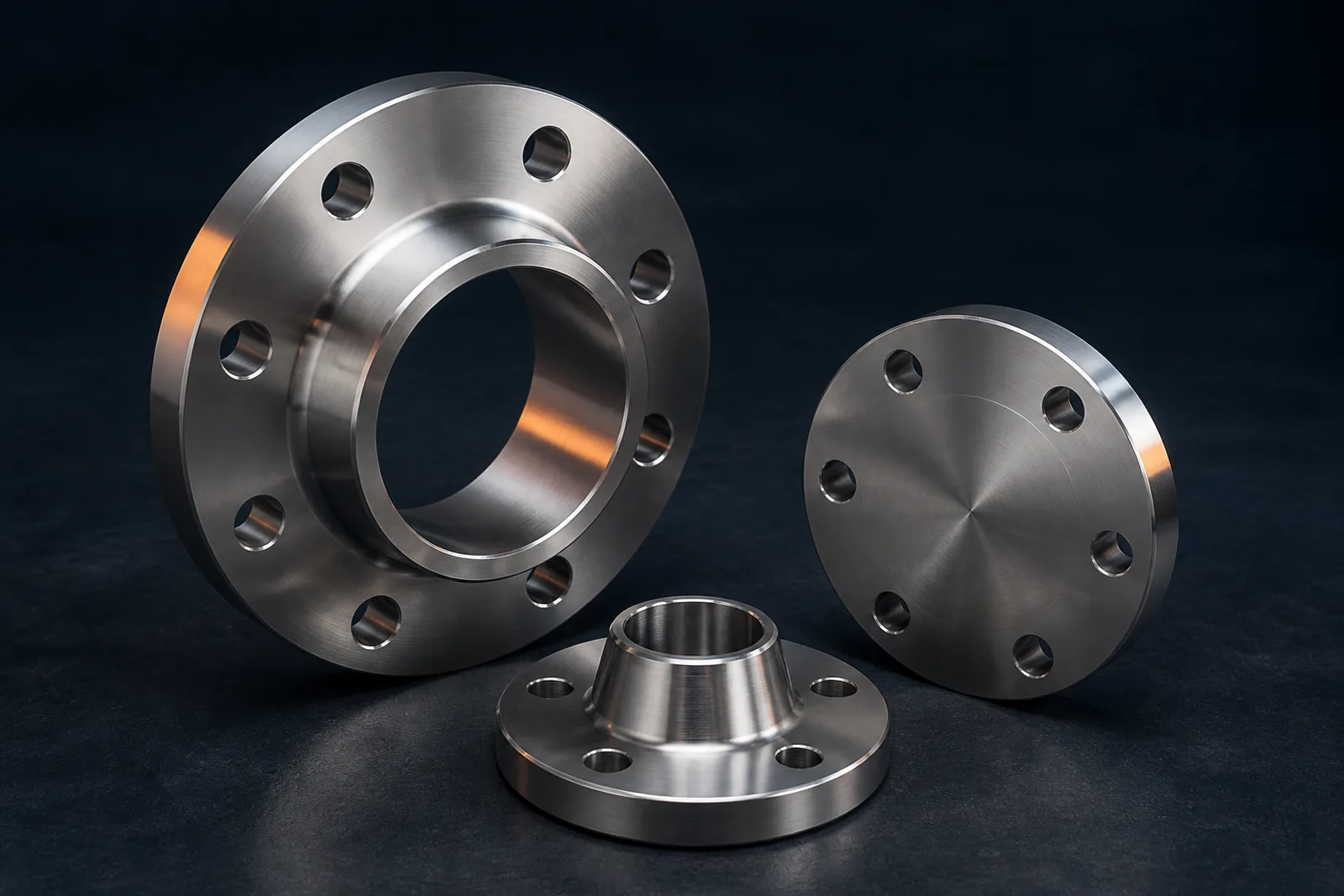 Conceptual 3D visualization of stainless steel flange forms