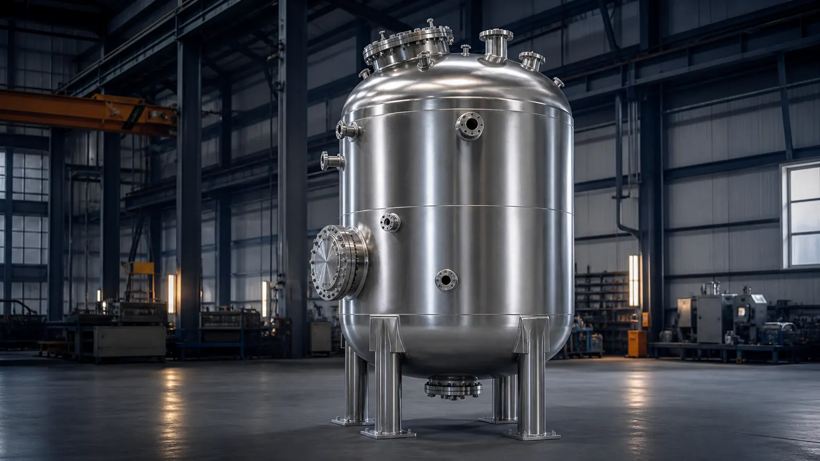 Illustrative stainless steel industrial reactor vessel