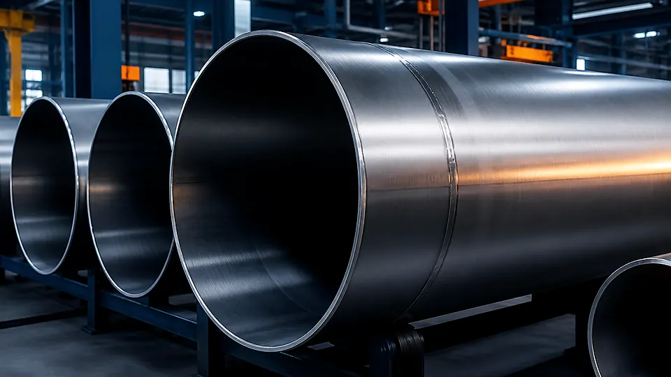 Stainless steel welded pipes in a manufacturing environment