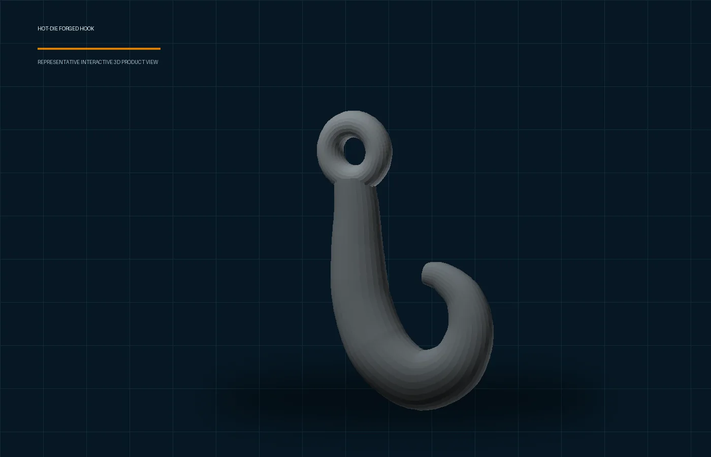 3D poster view of a representative hot-die-forged lifting hook