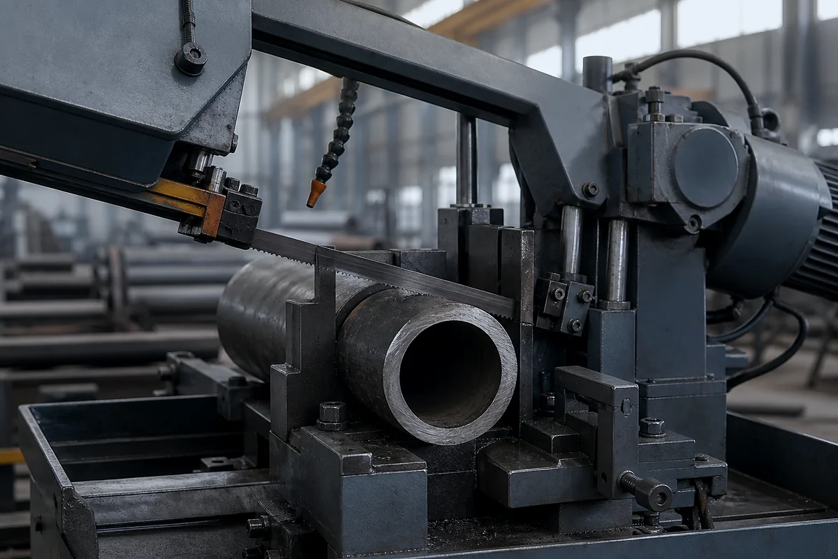 Illustration of industrial metal cutting and preparation