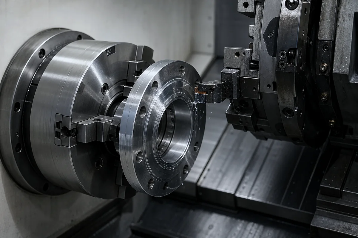 Illustration of CNC machining an industrial component