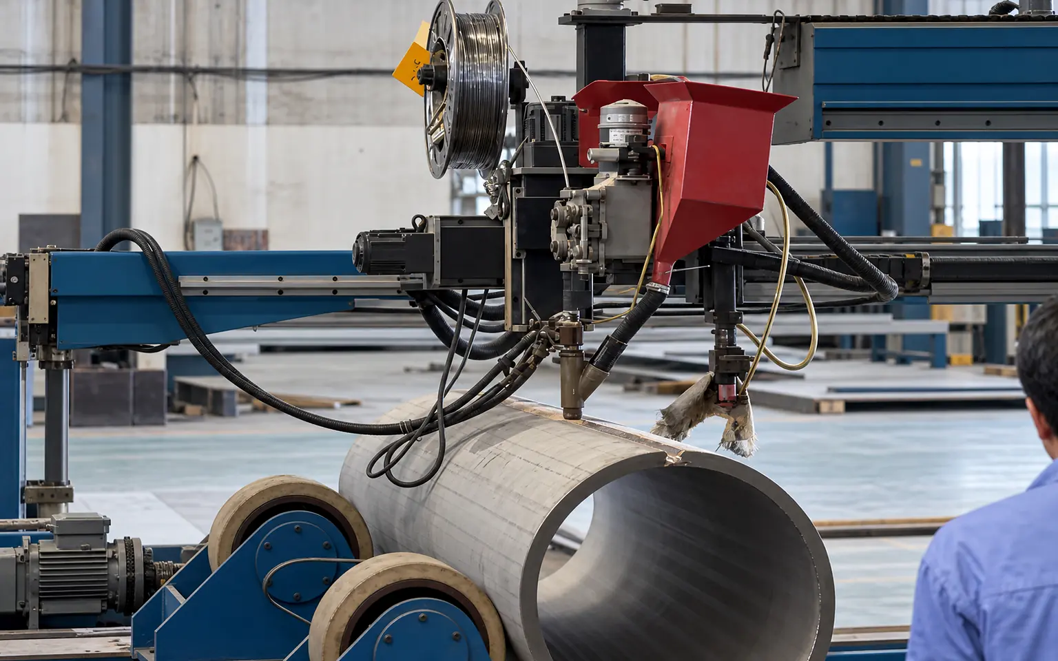 NOKX submerged arc welding station with wire and flux delivery