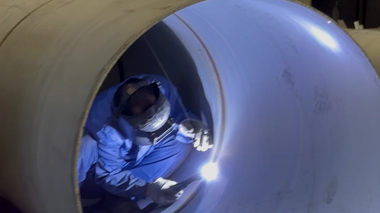 NOKX manual arc welding inside a stainless-steel pipe